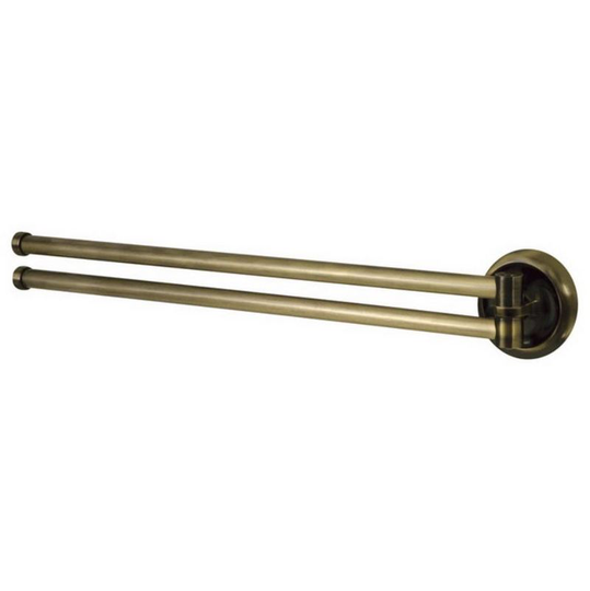 Bisk - Retro Bathroom Antique Brass Wall Mounted Double Towel Holder Movable Twin Bars