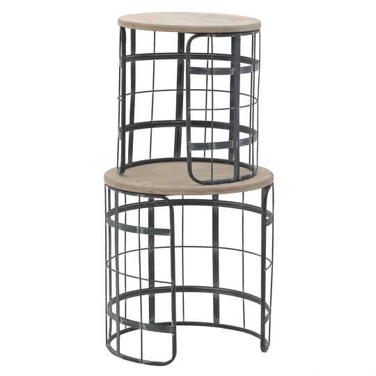 Katelyn Wood and Metal 2 Piece Nest of Tables