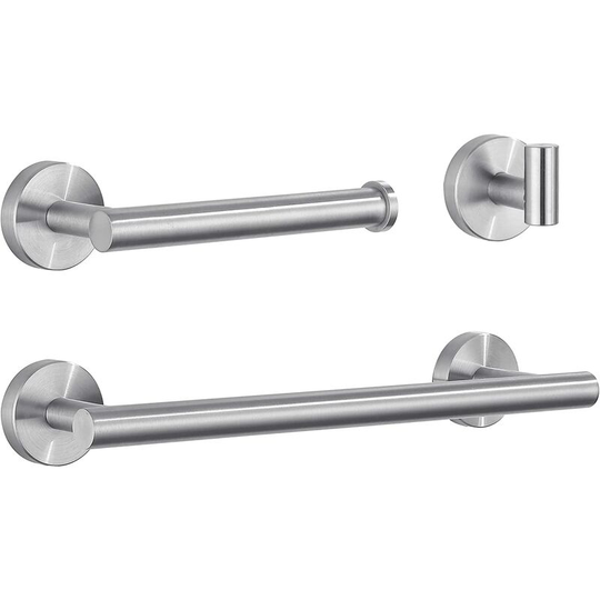 Perlerare - Bathroom Towel Rack 3 in 1 Stainless Steel Bathroom Accessory Set Towel Rack Silver 30cm