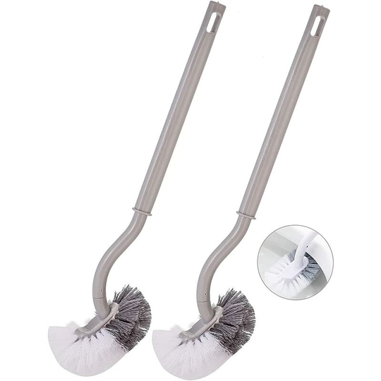 Bett 2PCS Toilet Brush Toilet Brush Long Handle Plastic Toilet Brush with Solid Bristles for Toilet Cleaning, Deep Cleaning, Gray