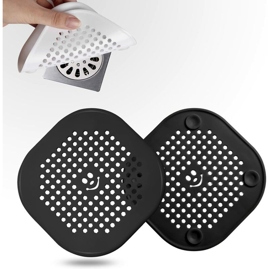 2 Pack Drain Hair Catcher Durable Silicone Drain Protector Hair Stopper with Suction Cup for Shower Kitchen Bathroom