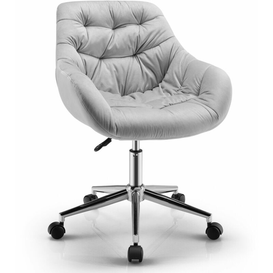 Velvet Leisure Armchair Height Adjustable Swivel Chair Upholstered Desk Chair