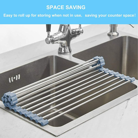 Roll-Up Dish Drying Rack, Multi-Use Drying, Draining, Trivet Kitchen Sink Accessories