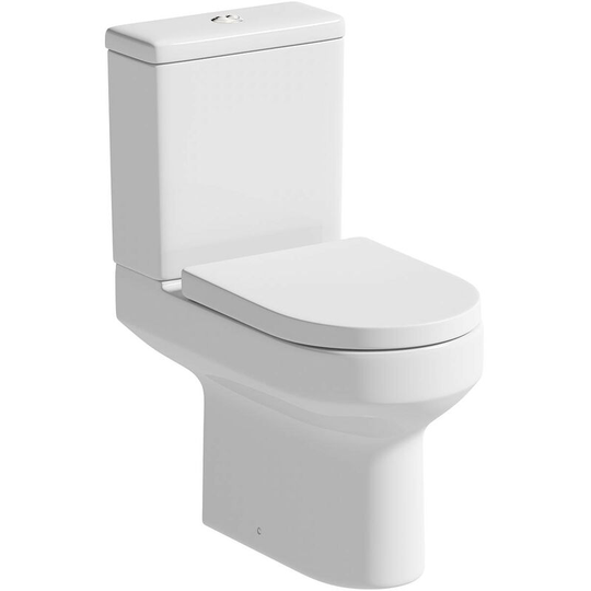 Wharfe rimless close coupled toilet and wrapover soft close seat - White - Orchard
