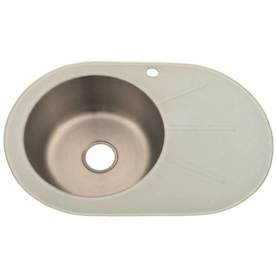 White Glass And Stainless Steel Kitchen Sink Single Bowl And Drainer (GTS700W)