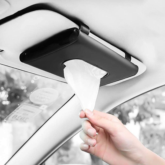 LITZEE Car visor tissue holder, sun visor towel holder, rear seat tissue holder, high-quality tissue box for car, vehicle (black)