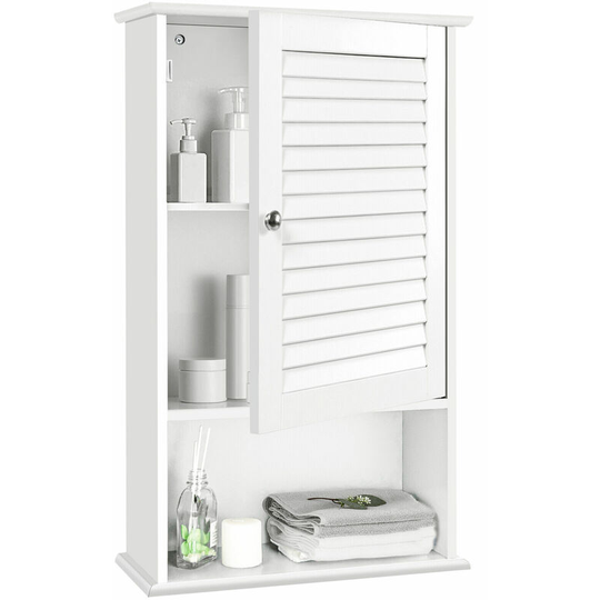 Casart - 3-Tier Bathroom Cabinet Wall Mounted Storage Organizer Adjustable Shelves