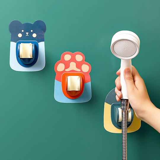 3-piece shower holder punch free cartoon shower faucet holder, non marking height adjustable shower nozzle base