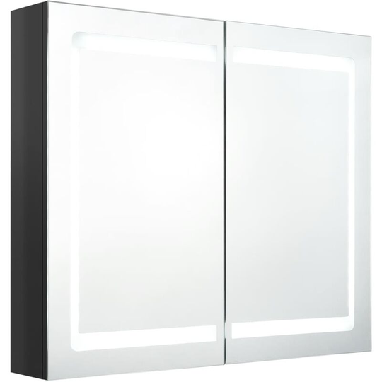 Vidaxl - led Bathroom Mirror Cabinet Shining Black 80x12x68 cm Black