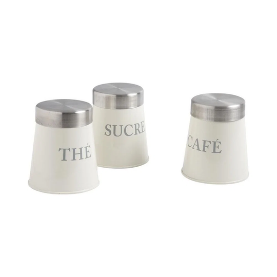 Tea Sugar Coffee 3 Piece Kitchen Canister Set