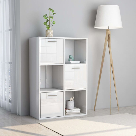 Storage Cabinet High Gloss White 60x29.5x90 cm Chipboard