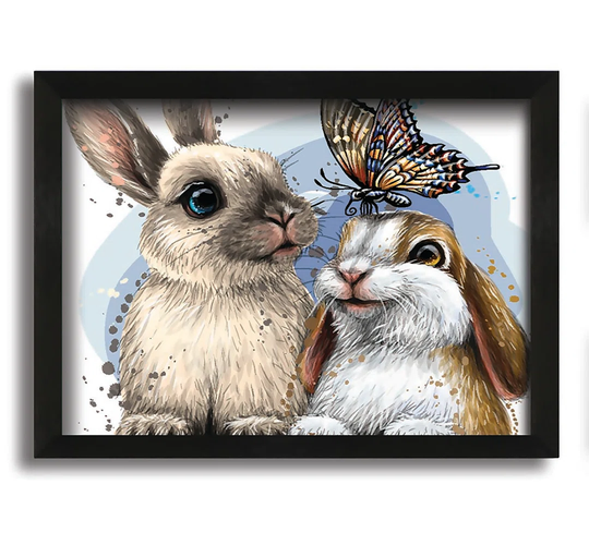 The Cute Bunnies with Butterfly