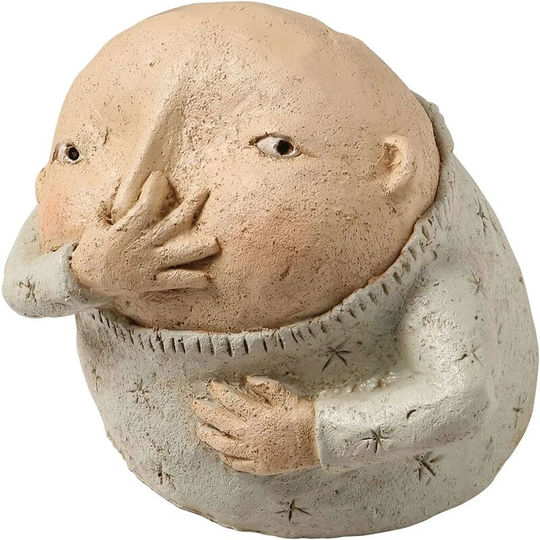 Boy Holding Nose Sculpture Primitive Kitschy Figurine Bathroom Decor, 5' High