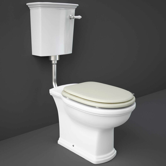 Rak Ceramics - rak Washington Low Level Toilet with Horizontal Outlet - Greige Soft Close Wood Seat