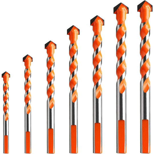 7 Pieces Tungsten Carbide Masonry Drill Bits, Multi-Material Drill Bit Triangle Metal Drill Bits for Tile Concrete Brick Glass Plastic Marble Mirror