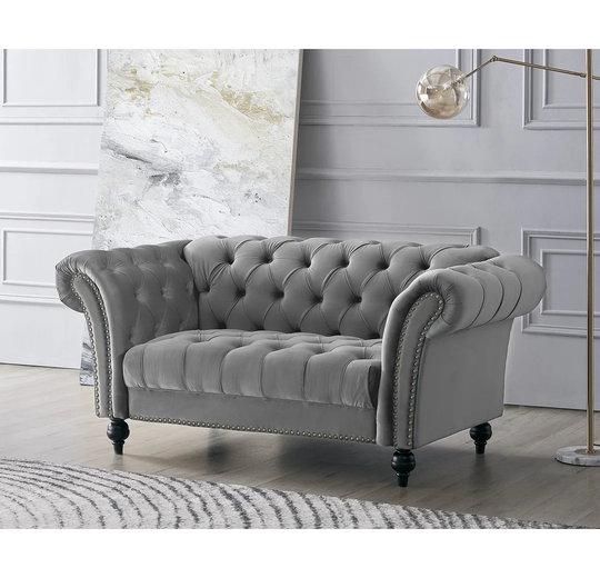 Mayfair Grey 2 Seater Chesterfield Sofa