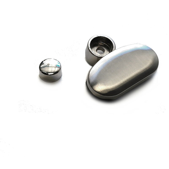 GTV - Small Fitting Parts Metal Glass Cap Mirror Decoration Element - Colour Brushed Chrome - Pack of 2