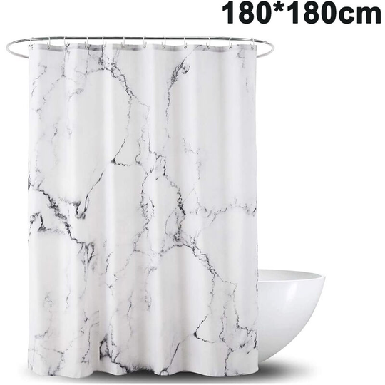 Marble Shower Curtain, Anti-mold, Anti-bacterial, Waterproof Made of Polyester with 12 Shower Curtain Rings 3D Digital Printing, Shower Curtains for