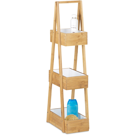Bamboo Bathroom Caddy Size: 82 x 30 x 18 cm w/ 3 Practical Shelves Bathroom Butler w/ 3 Baskets Bamboo Storage & Organization Stand made with Natural
