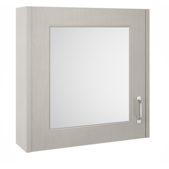 York 1 Door Mirror Cabinet 600mm Wide - Grey Woodgrain - Nuie