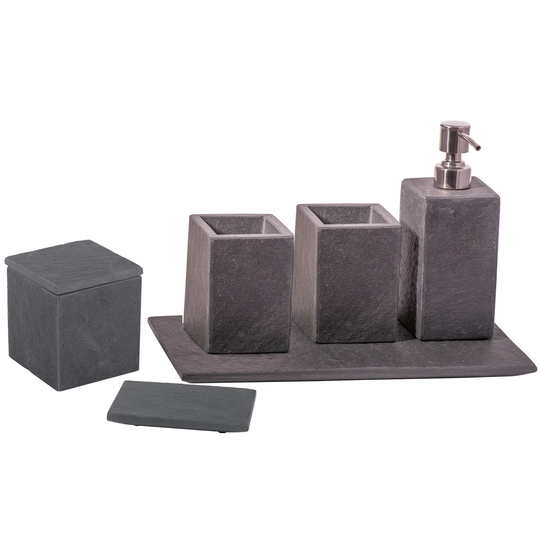 Riascos Cubic Slate 6 Piece Bathroom Accessory Set