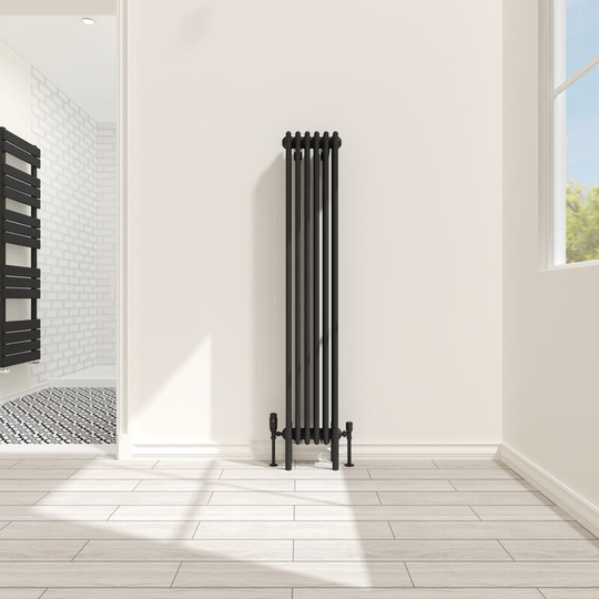 NRG - Traditional 4 Column Radiator Cast Iron Style Heating Rads Vertical Black 1500x290mm