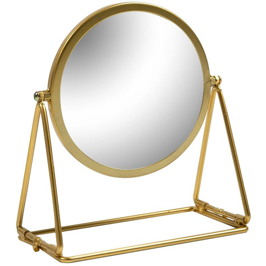 18 x 20cm Round Makeup Mirror - Gold - Harbour Housewares