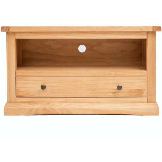 Lucca Waxed 1 Drawer TV Cabinet Brass Knob - Waxed