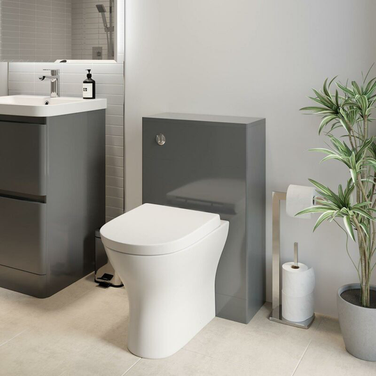 Regis - Modern Bathroom Toilet Unit Concealed Cistern 500mm wc btw Soft Close Seat Grey - Grey