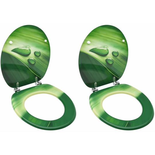 Wc Toilet Seats with Lid 2 pcs mdf Green Water Drop Design - Green