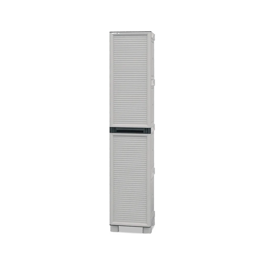 Multipurpose Wardrobe For Outdoor Or Indoor Use, 1 Door Cabinet And 3 Polypropylene Shelves, 100% Made In Italy, 35X39h172 Cm, Light Gray Color