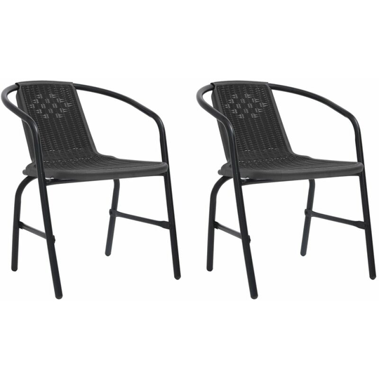 Garden Chairs 2 pcs Plastic Rattan and Steel 110 kg FF312494_UK - Topdeal