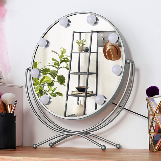 Livingandhome - led Touch Screen hd Dimmable Tabletop Makeup Mirror, White