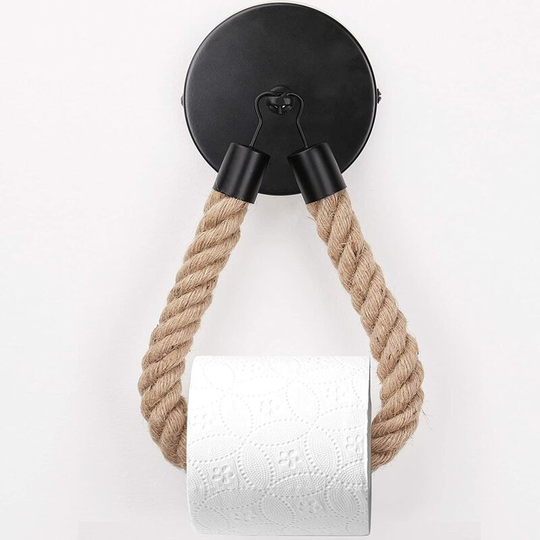 Vintage Black Toilet Paper Holder for Toilet Paper Rolls - Replacement Wall Mounted Toilet Paper Holder - Bathroom Decor - No Nails (Black)
