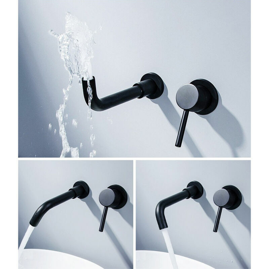 Bathtub Faucets with Cold & Hot Water Concealed Basin Mixer Tap360° Rotatable Basin Faucet Wall Mounted Bathroom Faucet Black