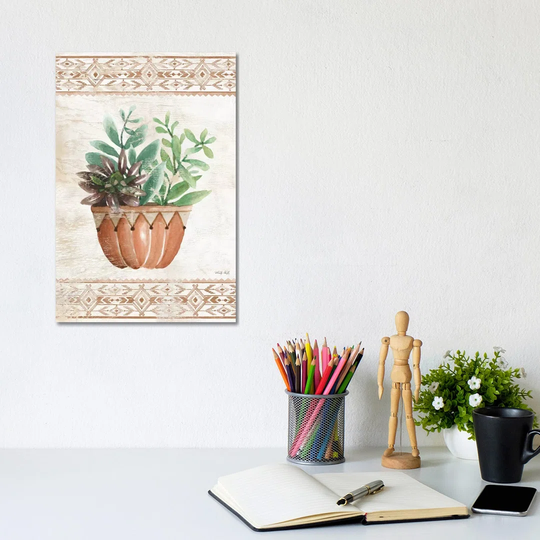 Southwest Terracotta Succulents I by Cindy Jacobs - Graphic Art Print on Canvas