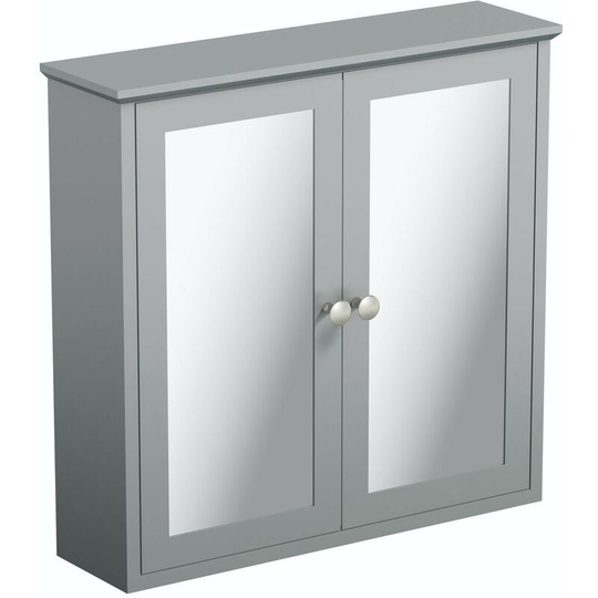 The Bath Co. Camberley satin grey mirror cabinet 598 x 620mm - Grey