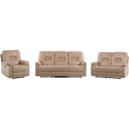 Modern Velvet Electric Recliner Sofa Set 3 and 2 Seater LED Armchair Beige Bergen - Beige