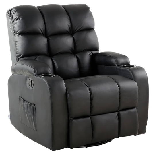 REGAL LEATHER RECLINER CHAIR ROCKING MASSAGE SWIVEL HEATED GAMING SOFA RED