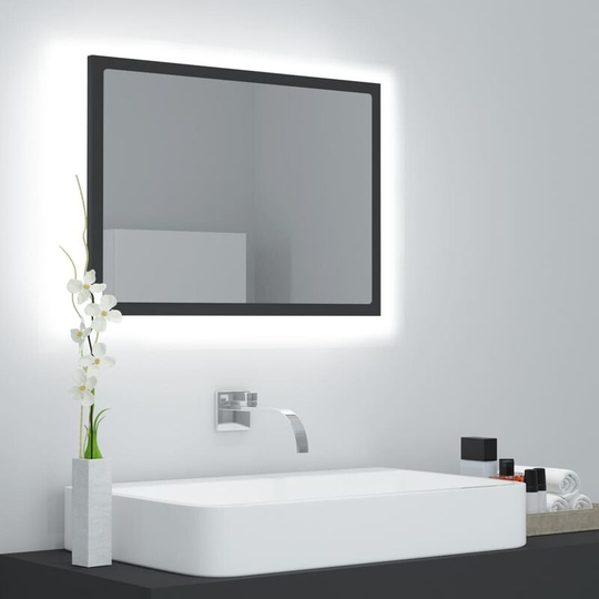 Led Bathroom Mirror Grey 60x8.5x37 cm Chipboard FF804918_UK - Topdeal