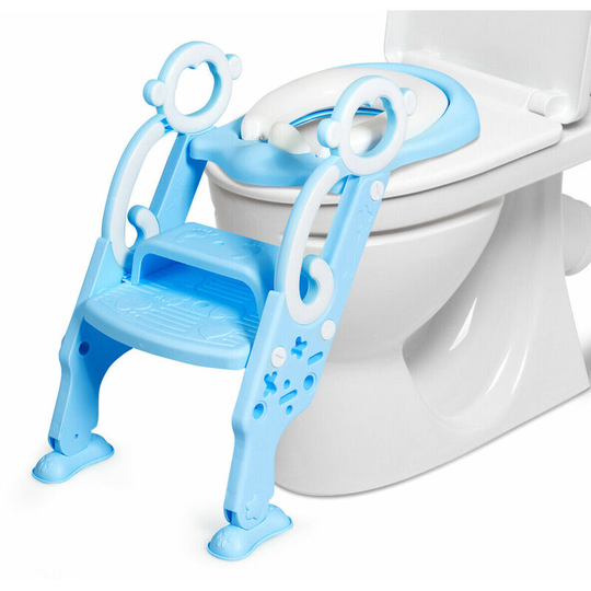 Potty Training Toilet Seat Non-Slip Step Height-Adjustable Foldable Chair Ladder