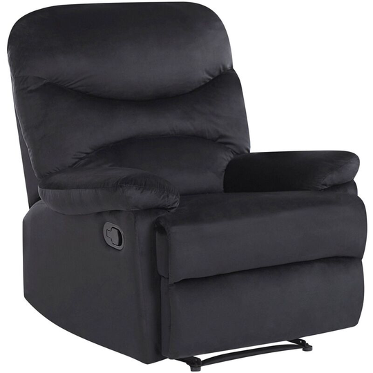 Beliani - Reclining Chair Manual Adjustable Back Footrest Velvet Upholstery Black Eslov - Black