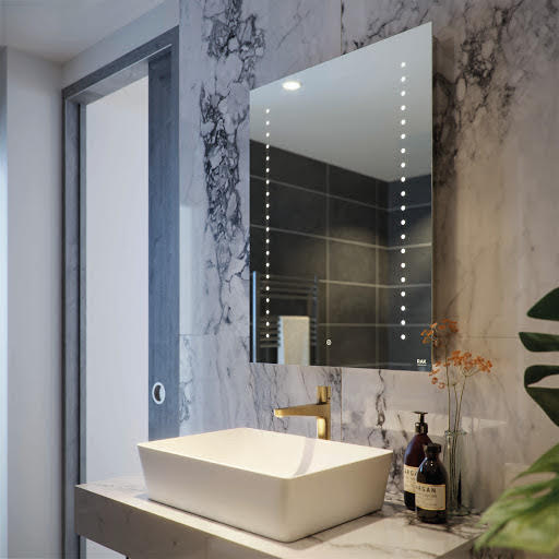 RAK Hestia LED Bathroom Mirror with Demister Pad & Shaver Socket 700x500mm Mains Power - RAKHES5001