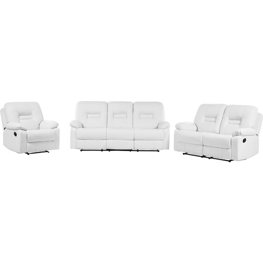 Modern Faux Leather Recliner Sofa Set 3 Seater 2 Seater Armchair White Bergen - White