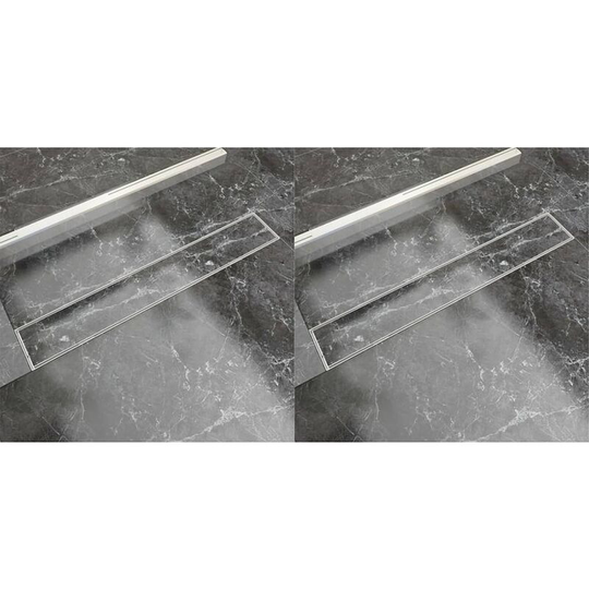 Linear Shower Drain 2 pcs 730x140 mm Stainless Steel VDFF18838_UK - Topdeal