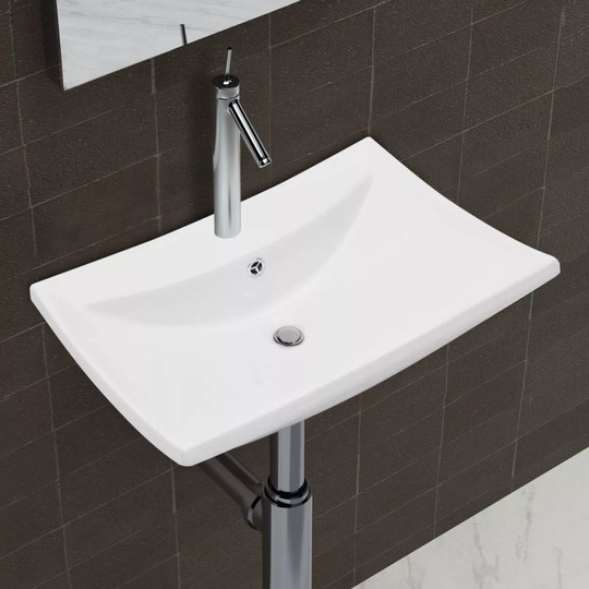 Luxury Ceramic Basin Rectangular with Overflow & Faucet Hole VD03675