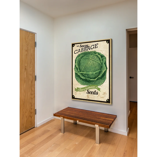 Seed Packet Cabbage - Wrapped Canvas Advertisement Print