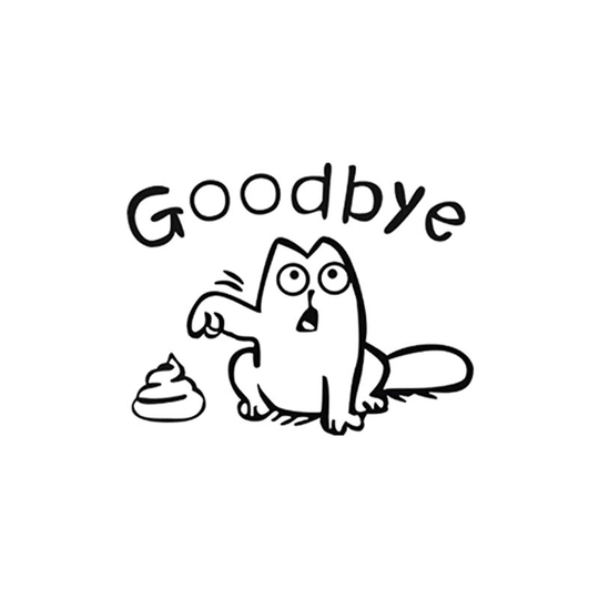 Funny Bathroom Decal Sticker for Toilet - Cat Goodbye Toilet Seat Wall Decal Sticker - Pack of 2