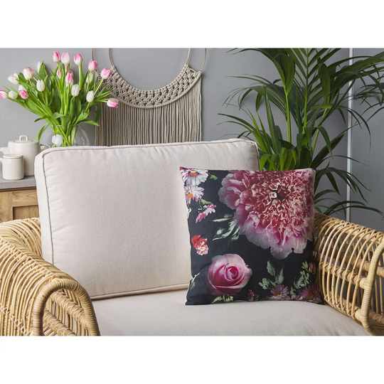 Set Of 2 Cushions Flower Pattern 45 X 45 Cm Multicolour Regina