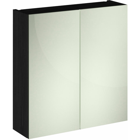 Athena Mirrored Cabinet (50/50) 800mm Wide - Charcoal Black Woodgrain - Nuie